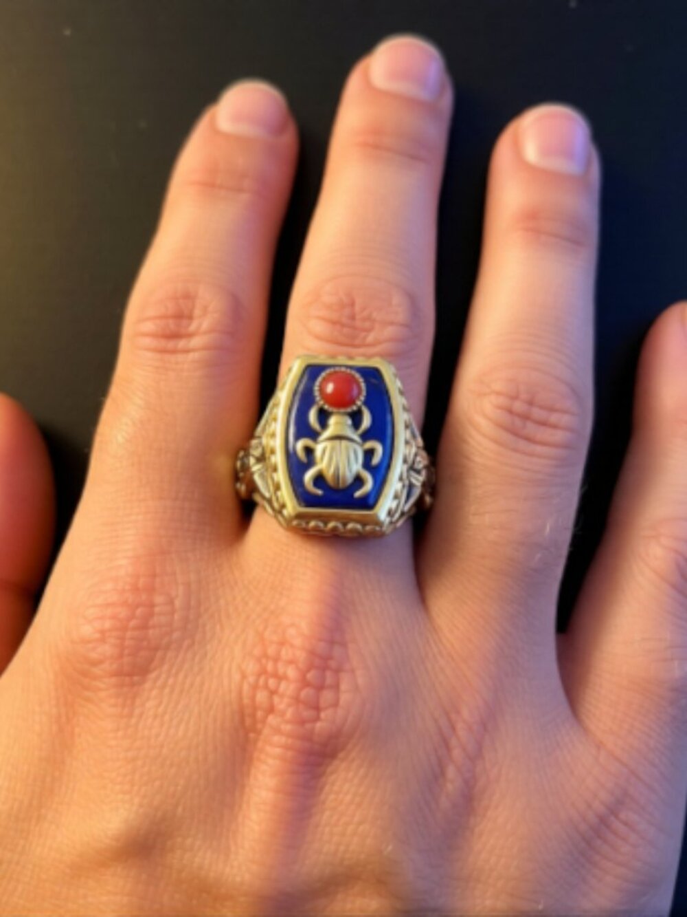 Egyptian Scarab Ring, Michael Valitutti - Vintage